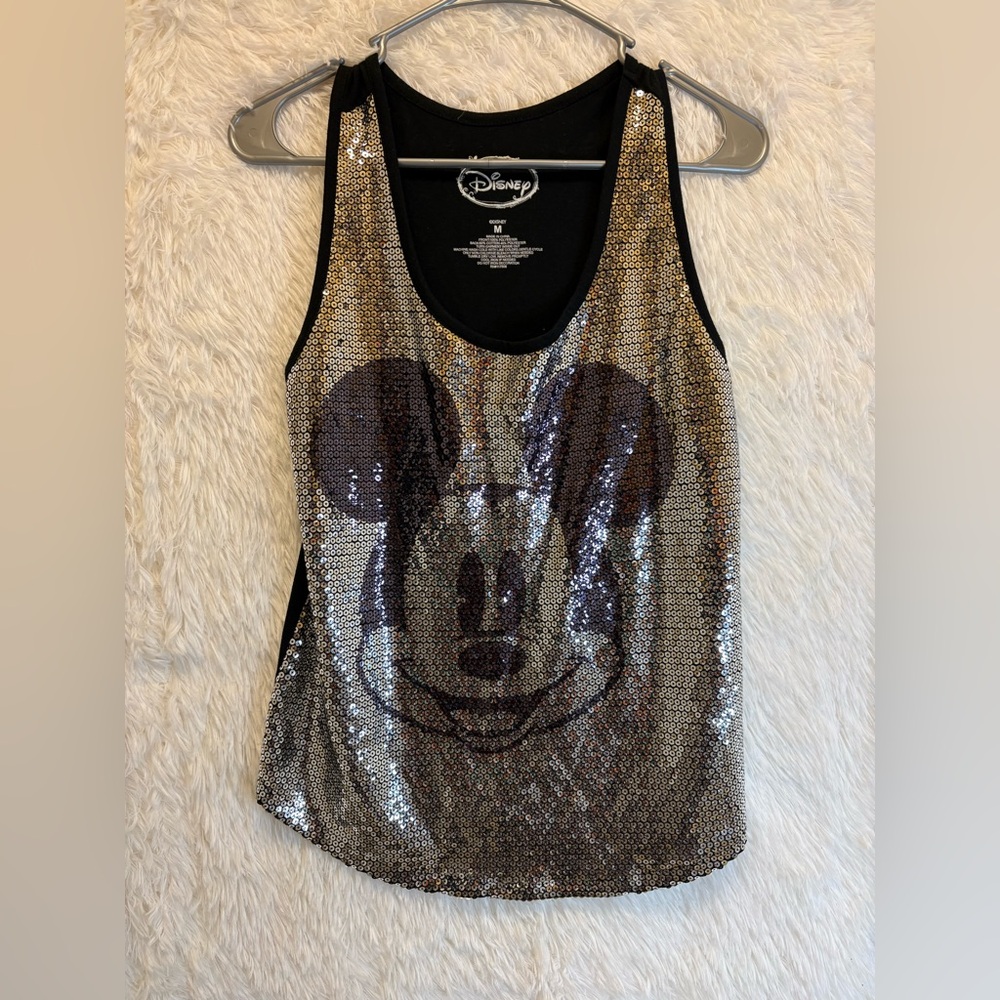 Disney Sequin Mickey Tank Top - Silver and Black 🩶🖤